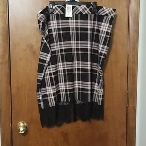 Torrid Black/Pink Plaid Longer Pencil Skirt